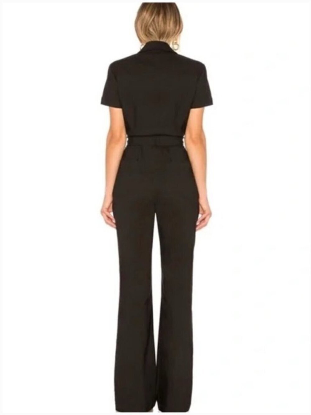 A.L.C. Rivington Button Down Bootcut Black Short Sleeve Boiler Jumpsuit 0/XS - Picture 2 of 8